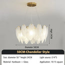 Modern brass glass feather chandelier for dining room