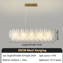 Modern brass glass feather chandelier for dining room
