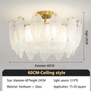 Modern brass glass feather chandelier for dining room
