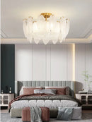 Modern brass glass feather chandelier for dining room