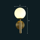 Modern brass glass globe wall mount light living room sconce