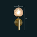 Modern brass glass globe wall mount light living room sconce