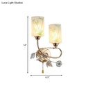 Modern brass glass shade wall lamp with pull chain bedroom sconce