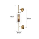 Modern brass glass wall lamp bedroom perforated gold sconce