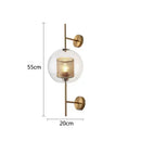 Modern brass glass wall lamp bedroom perforated gold sconce