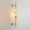 Modern brass glass wall lamp bedroom perforated gold sconce