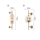 Modern brass glass wall lamp bedroom perforated gold sconce