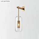 Modern brass glass wall sconce bedroom wire mesh guard 110v-120v