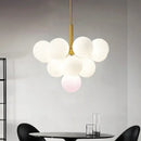 Modern brass globe pendant lamp dining room frosted glass cluster