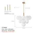 Modern brass globe pendant lamp dining room frosted glass cluster