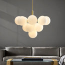 Modern brass globe pendant lamp dining room frosted glass cluster