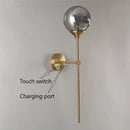 Modern brass golden glass ball wall lamps bedroom sconce
