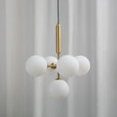 Modern brass golden glass balls ceiling light dining room cluster
