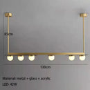 Modern brass gray glass led chandeliers dining room pendant light
