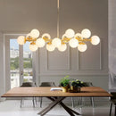 DecorBites™ Minimalistic Milky Glass Pearl 16-Bulb Brass Hanging Island Lamp