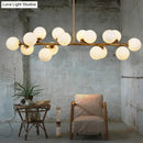 DecorBites™ Minimalistic Milky Glass Pearl 16-Bulb Brass Hanging Island Lamp