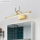 DecorBites™ Modern Brass LED Linear Wall Sconce with Antler Arm in Warm Light - Wide Sizes Available