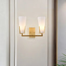 Modern brass led wall lamp bedroom sconce with white glass shades
