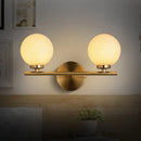 Modern brass light fixture with glass product shade – bedroom sconce