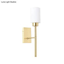 Modern brass opal glass tube wall light bedroom sconce