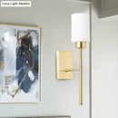Modern brass opal glass tube wall light bedroom sconce