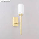 Modern brass opal glass tube wall light bedroom sconce