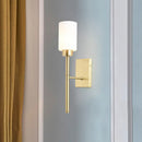 Modern brass opal glass tube wall light bedroom sconce