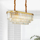 Modern brass oval crystal chandelier dining room hanging light