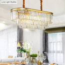 Modern brass oval crystal chandelier dining room hanging light