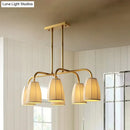 Modern brass pleated fabric pendant chandelier for dining room