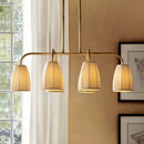 Modern brass pleated fabric pendant chandelier for dining room