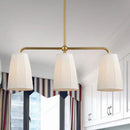 Modern brass pleated fabric pendant chandelier for dining room