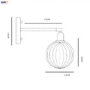 Modern brass ribbed glass ball wall sconce bedroom light