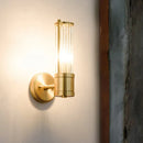 Modern brass ridged crystal wall light hallway fixture