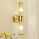 Modern brass ridged crystal wall light hallway fixture