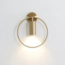 Modern brass ring led wall lamp bedroom sconce