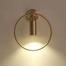 Modern brass ring led wall lamp bedroom sconce