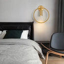 Modern brass ring led wall lamp bedroom sconce