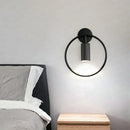 Modern brass ring led wall sconce bedroom gold circular light