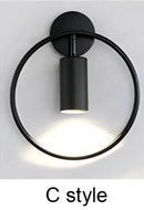 Modern brass ring led wall sconce bedroom gold circular light