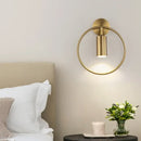 Modern brass ring led wall sconce bedroom gold circular light