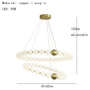 Modern brass round led pendant lights dining room frosted glass chandelier