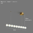 Modern brass round led pendant lights dining room frosted glass chandelier