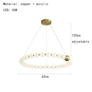 Modern brass round led pendant lights dining room frosted glass chandelier