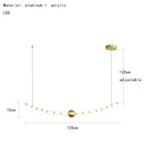 Modern brass round led pendant lights dining room frosted glass chandelier