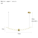 Modern brass round led pendant lights dining room frosted glass chandelier