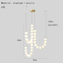 Modern brass round led pendant lights dining room frosted glass chandelier