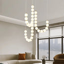 Modern brass round led pendant lights dining room frosted glass chandelier