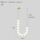 Modern brass round led pendant lights dining room frosted glass chandelier