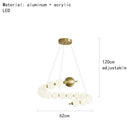 Modern brass round led pendant lights dining room frosted glass chandelier